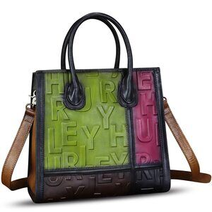 7749 Leather Satchel Embossed Leather Handbag Top Handle Handbags Handmade